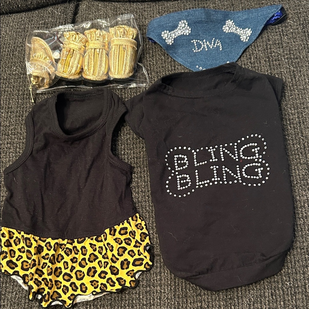 Stylish Black and Leopard Dog Outfit Set